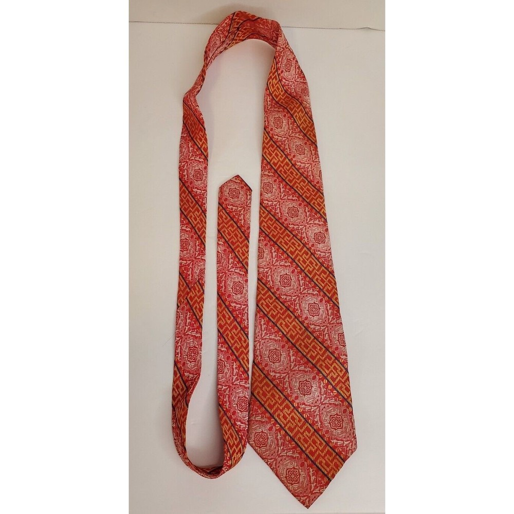 Aristo-Craft‎ Vintage Ruby Red And Gold Geometric Necktie Tie Men's 58"